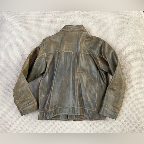 Gap Kids Vintage 2003 Brown Leather Quilted Lining Pilot Jacket Kids XXL/Adult S - Picture 2 of 9